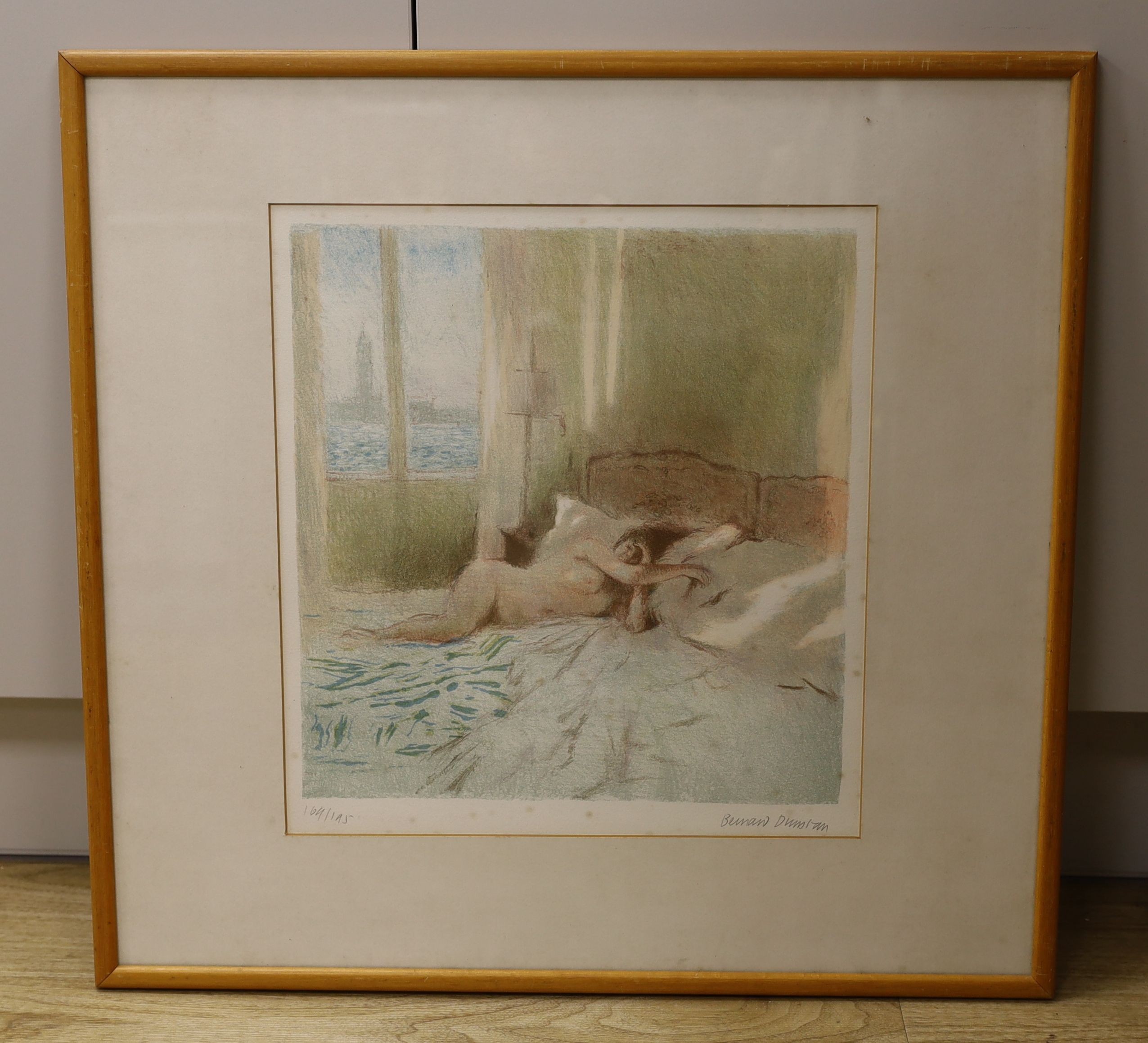 Bernard Dunstan (1920-2017), limited edition print, Reclining nude with Venice beyond, signed in pencil, 169/195, 38 x 35cm